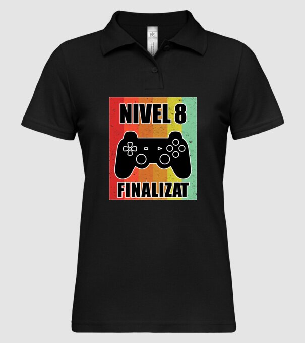 Nivel 8 finalizat model negru pe tricou