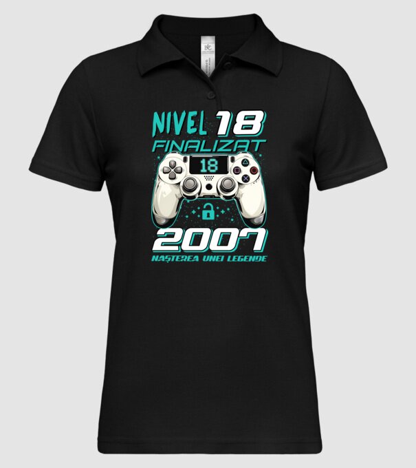 Nivel finalizat 18 2007 model negru pe tricou
