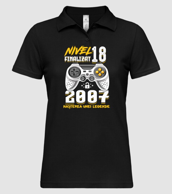 Nivel Finalizat 18 model negru pe tricou