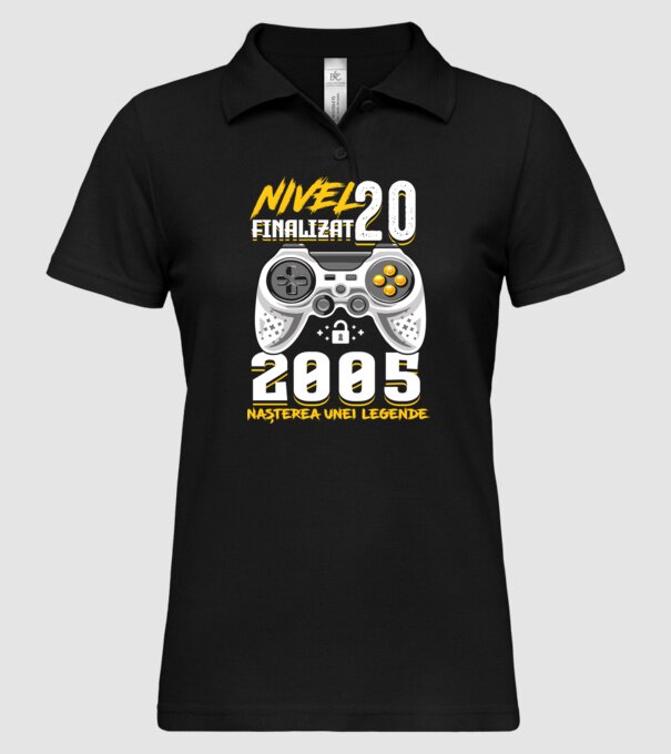 Nivel Finalizat 20 model negru pe tricou