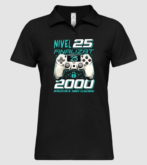 Nivel finalizat 25 2000 model negru pe tricou
