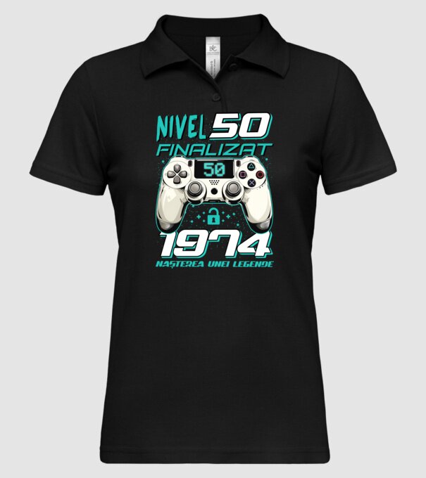 Nivel finalizat 50 1975 model negru pe tricou