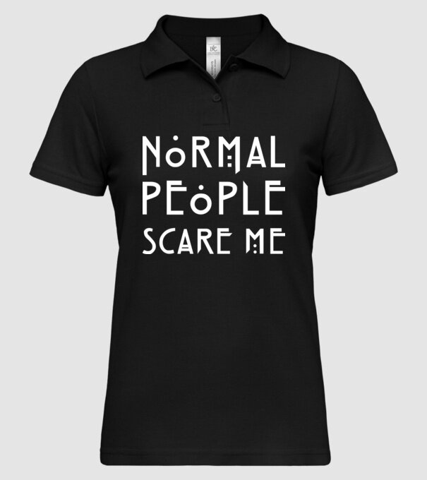 Normal people scare me model negru pe tricou
