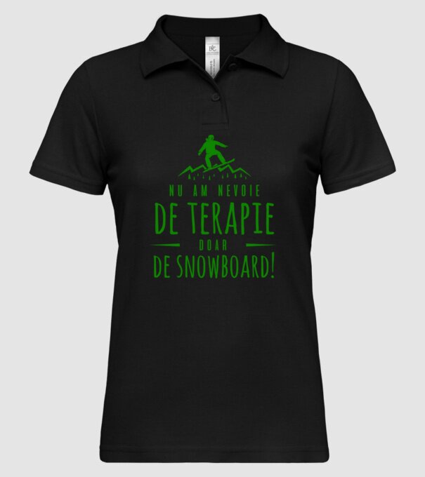 nu am nevoie de terapie doar de snowboard! model negru pe tricou