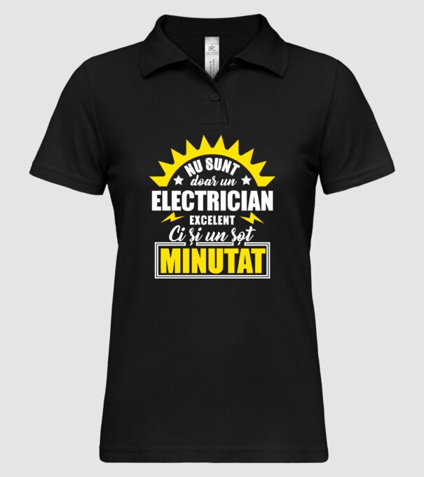 Nu sunt doar un electrician excelent, ci și un soț minunat! model negru pe tricou