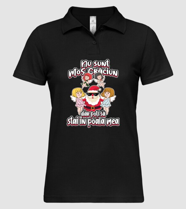 Nu sunt Moș Crăciun, dar poți să stai în poala mea model negru pe tricou