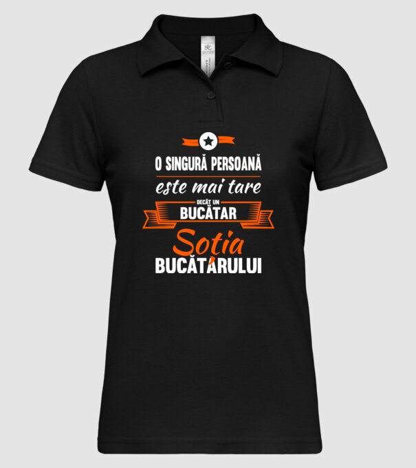 O singură persoană este mai tare decât un bucătar, soția bucătarului model negru pe tricou