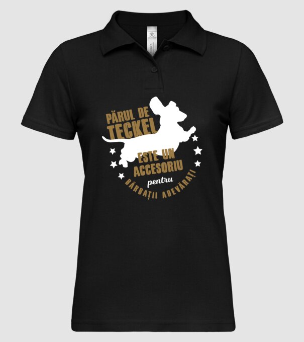 părul de teckel este un accesoriu pentru bărbații adevărați model negru pe tricou
