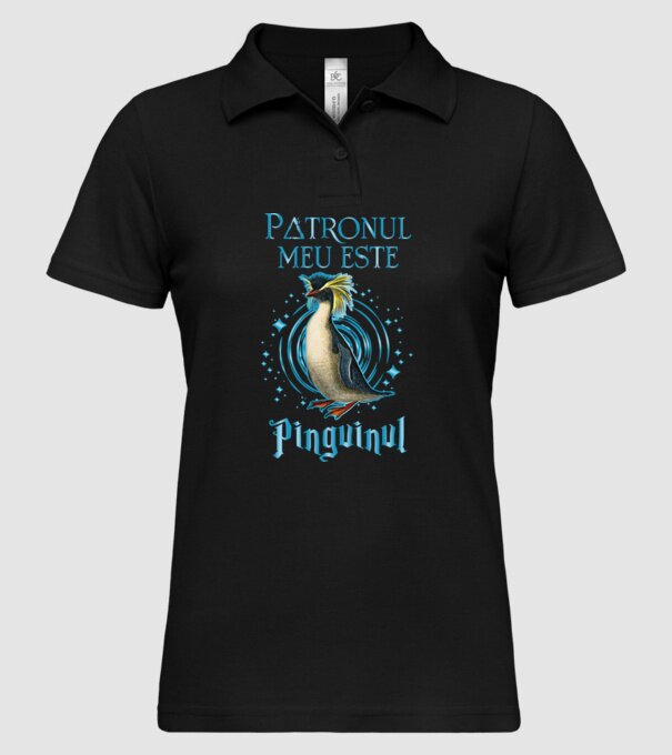 Patronul meu este PINGUINUL model negru pe tricou