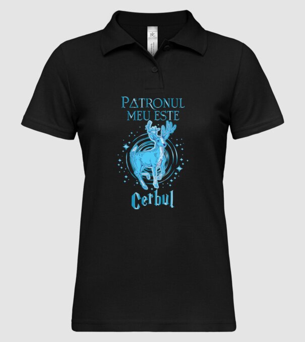 Patronul meu este CERBUL model negru pe tricou