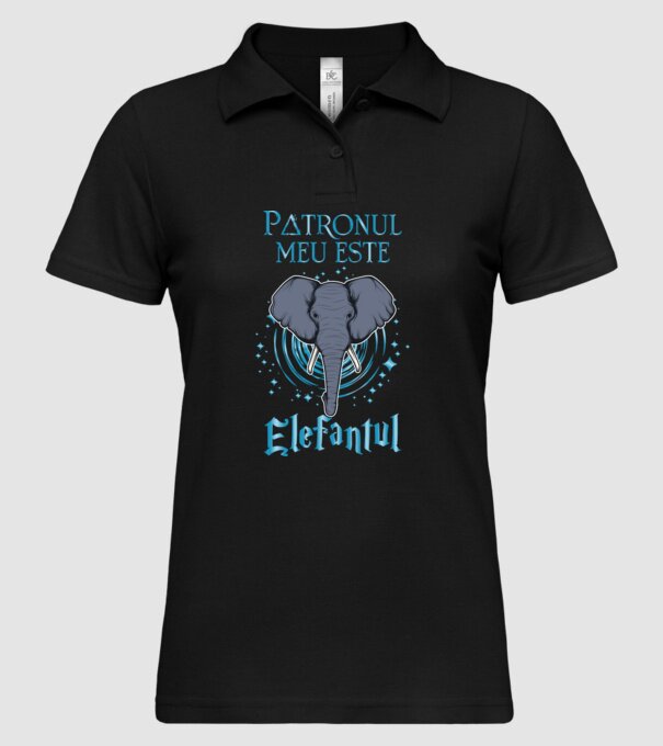 Patronul meu este ELEFANTUL model negru pe tricou