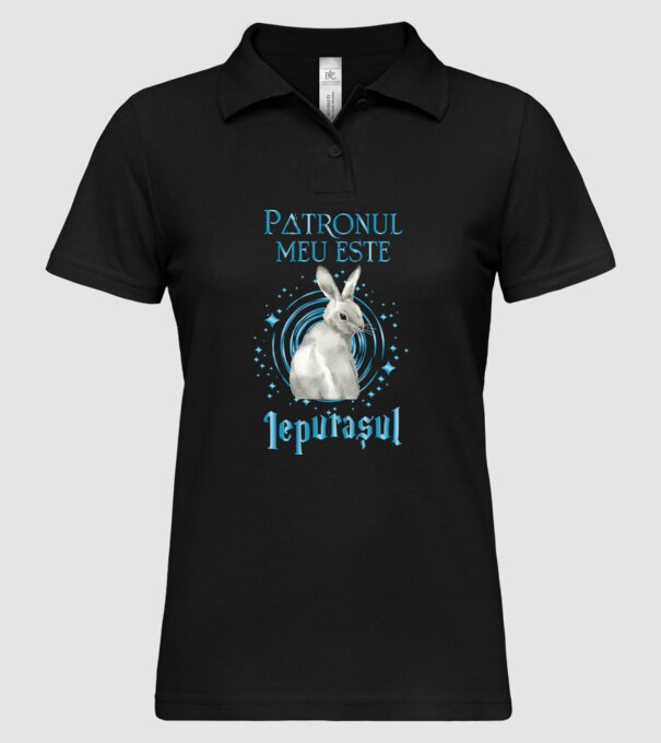 Patronul meu este IEPURAȘUL model negru pe tricou