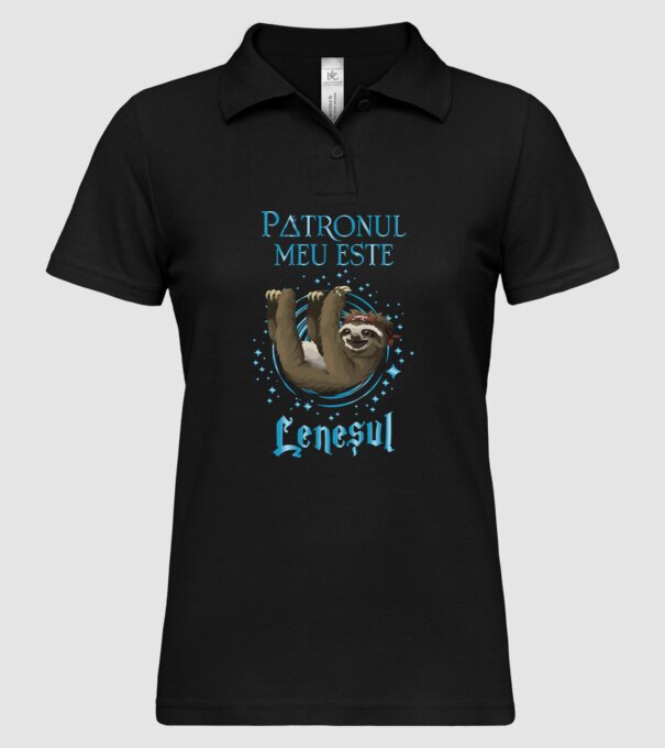 Patronul meu este LENEȘUL model negru pe tricou