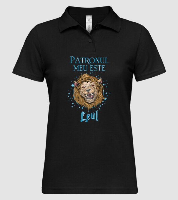 Patronul meu este LEUL model negru pe tricou