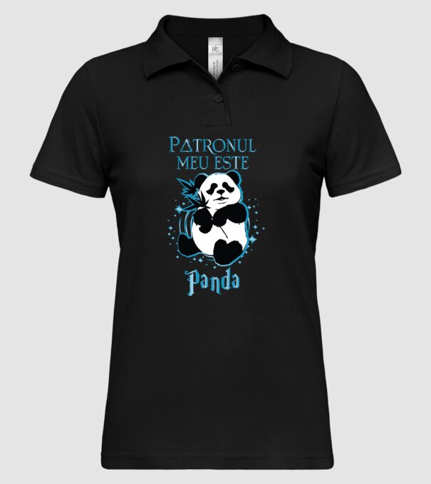 Patronul meu este PANDA model negru pe tricou