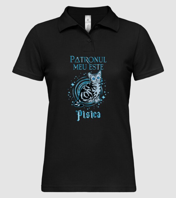 Patronul meu este PISICA model negru pe tricou