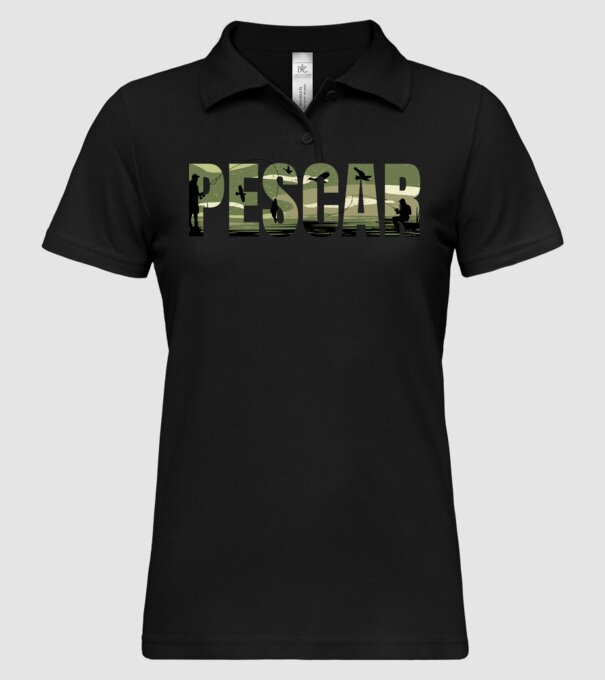 PESCAR model negru pe tricou