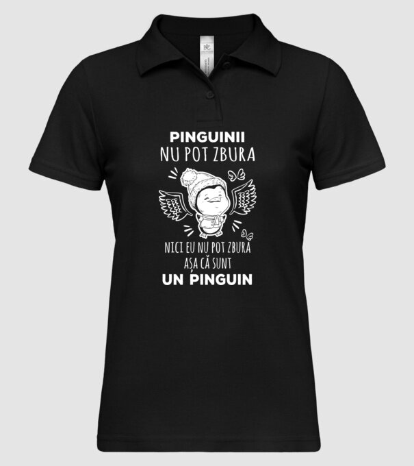 pinguinii nu pot zbura, nici eu nu pot zbura, așa că sunt un pinguin model negru pe tricou