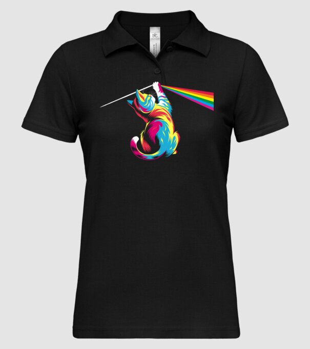 Pisica prismă model negru pe tricou