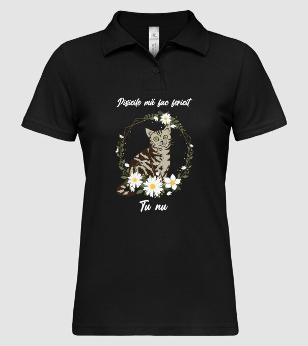 Pisicile mă fac fericit(ă), tu nu model negru pe tricou
