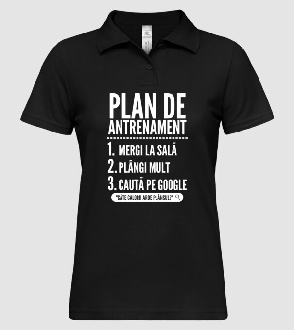 plan de antrenament mergi la sală, plângi mult, caută pe Google x model negru pe tricou