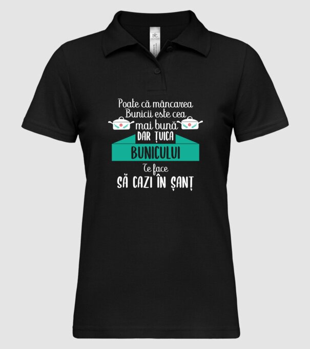 poate că mâncarea bunicii este cea mai bună, dar țuica bunicului te face să cazi în șanț model negru pe tricou
