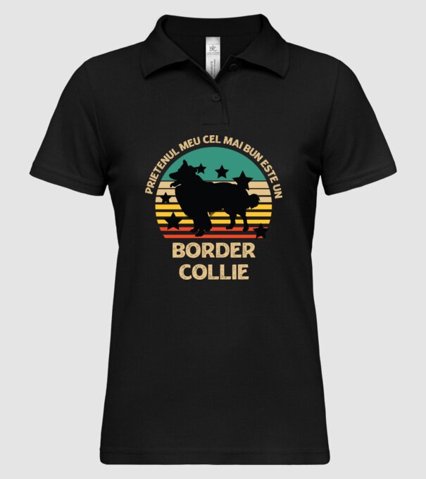 Prietenul meu cel mai bun este un border collie model negru pe tricou