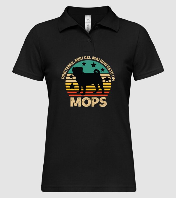 Prietenul meu cel mai bun este un mops model negru pe tricou
