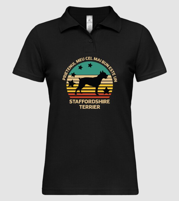 Prietenul meu cel mai bun este un staffi model negru pe tricou