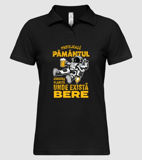 Protejează Pământul, singura planetă unde există bere model negru pe tricou