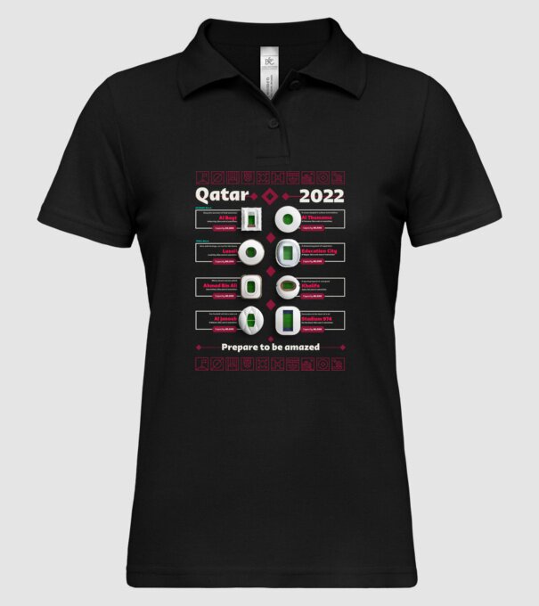Qatar 2022 Stadiums model negru pe tricou