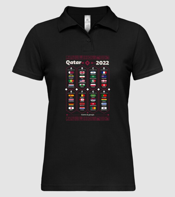 Qatar 2022 teams - groups model negru pe tricou