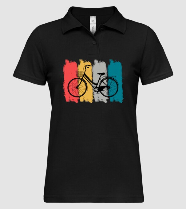 Retro city bike model negru pe tricou