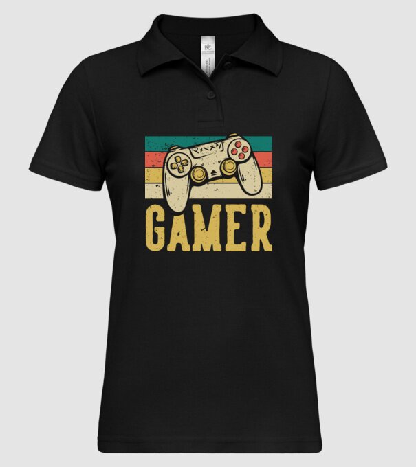 Retro gamer model negru pe tricou
