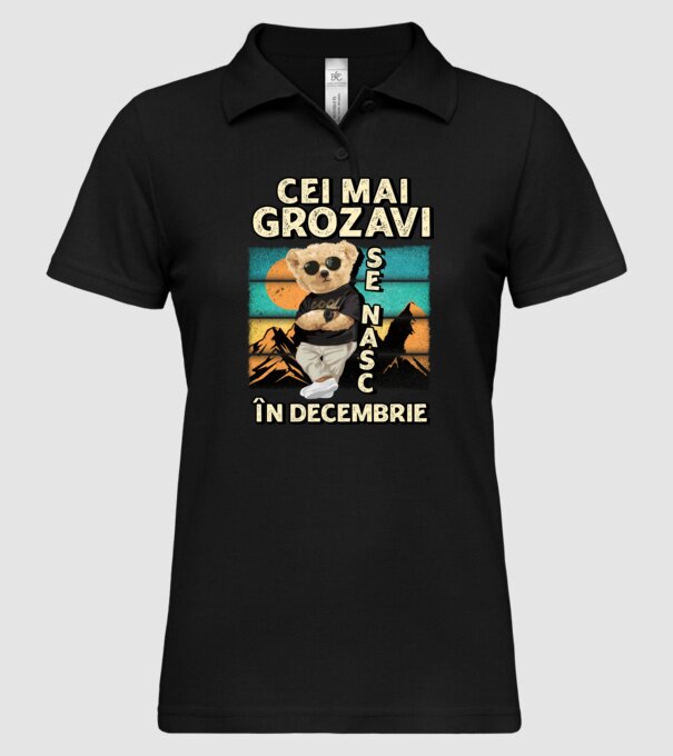RETRO teddy DECEMBRIE model negru pe tricou