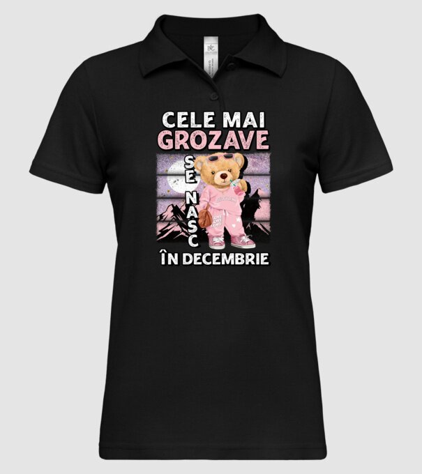 RETRO teddy fetişcană DECEMBRIE model negru pe tricou