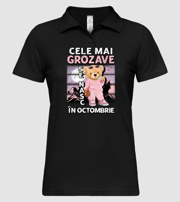 RETRO teddy fetişcană OCTOMBRIE model negru pe tricou