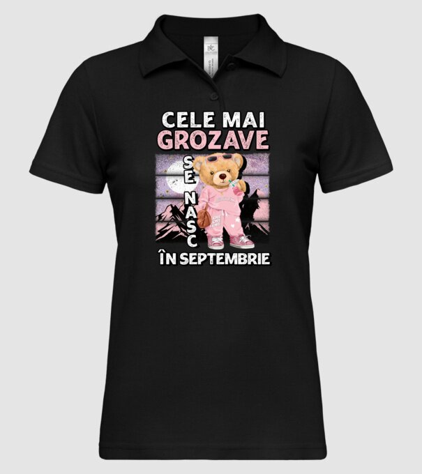 RETRO teddy fetişcană SEPTEMBRIE model negru pe tricou