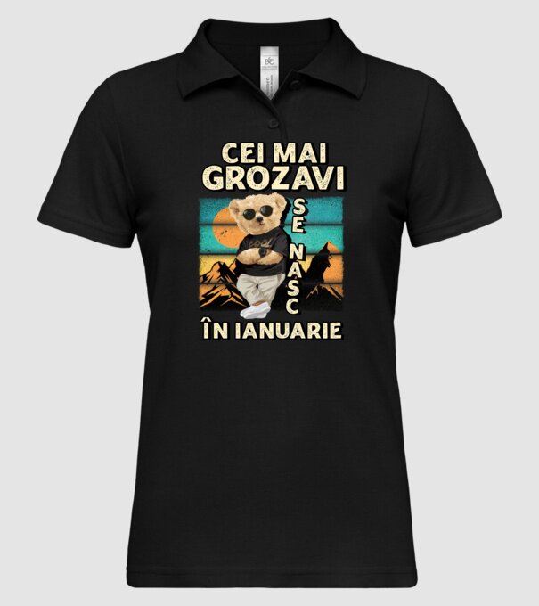 RETRO teddy IANUARIE model negru pe tricou