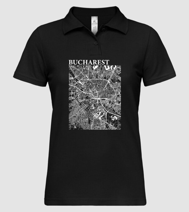 România Bucharest map model negru pe tricou