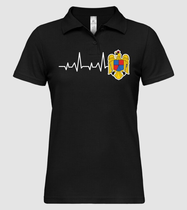 ROMANIA heartbeat model negru pe tricou