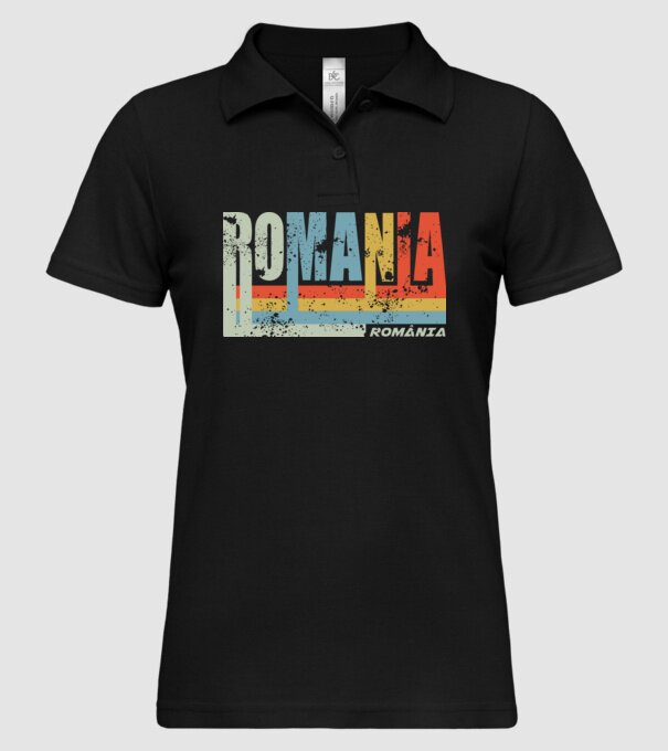 România retro model negru pe tricou