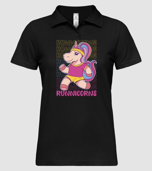 Runnicorns model negru pe tricou