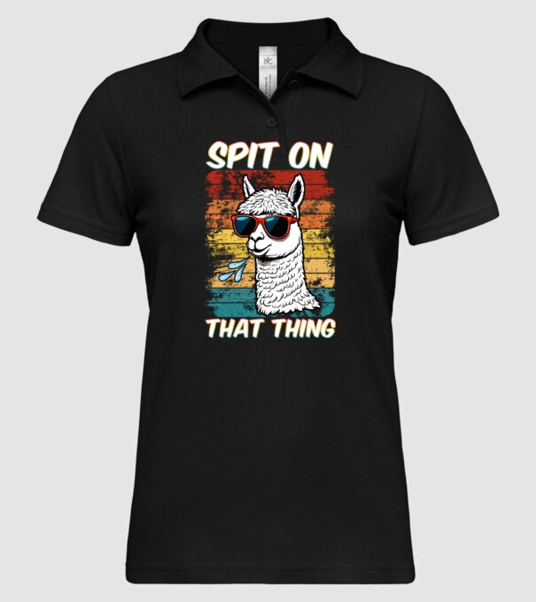 Spit on that thing llama rainbow Hawk Tuah model negru pe tricou
