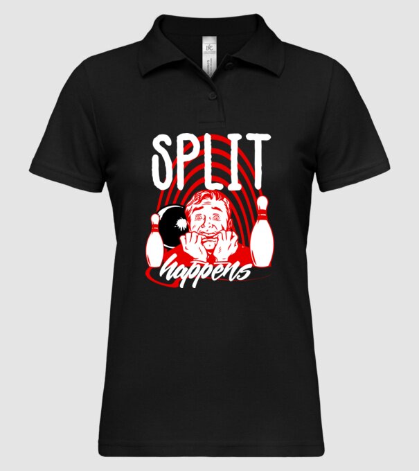 Split Happens model negru pe tricou
