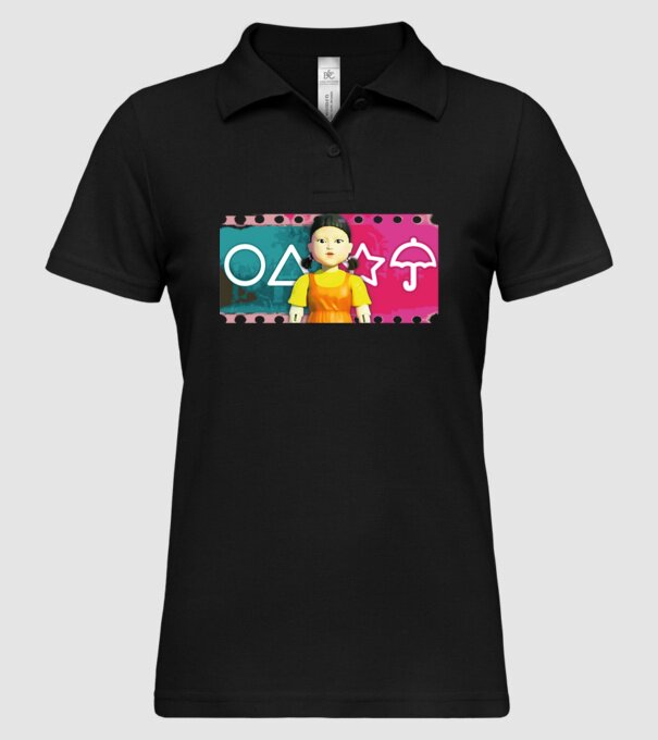 squid game drawing model negru pe tricou