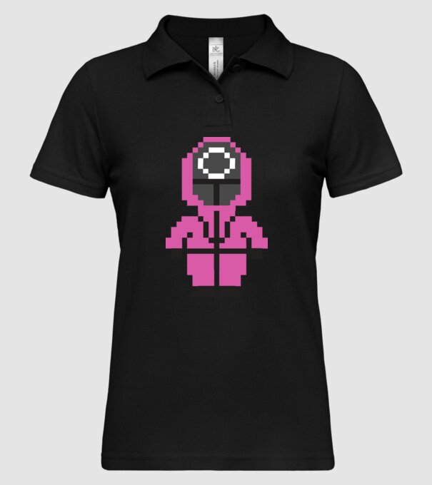 squid game pixel model negru pe tricou