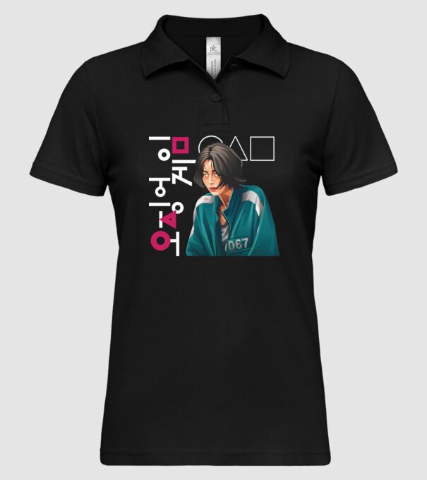 squid game player 067 model negru pe tricou