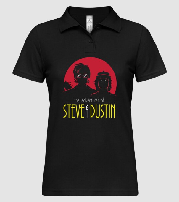 steve and dustin model negru pe tricou