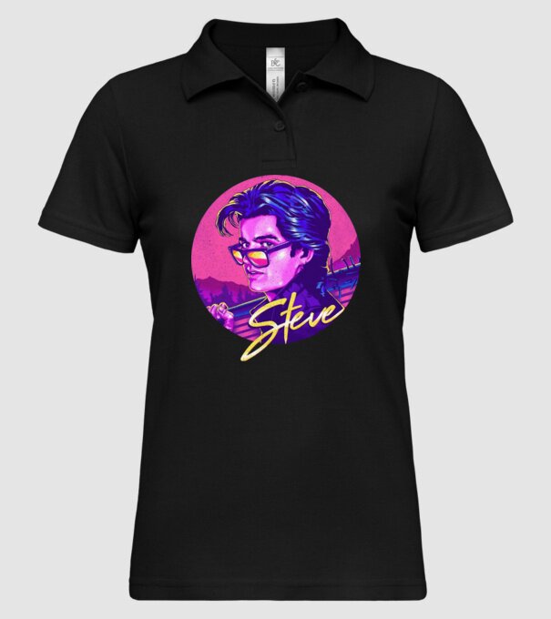 steve neon stranger things model negru pe tricou
